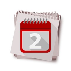 Red Calendar with long shadow - Vector Icon number 2