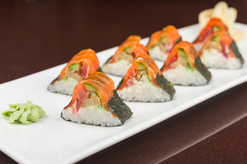 Sushi set with salmon