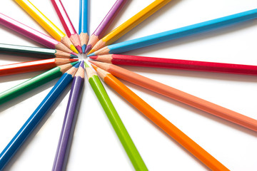 Fototapeta premium Color pencil on white background