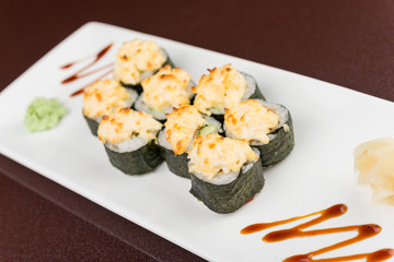 sushi rolls on white plate