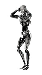 3D Illustration Male Cyborg on White