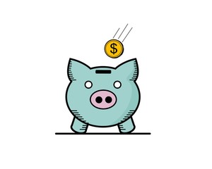Pig Bank Vector Illustration