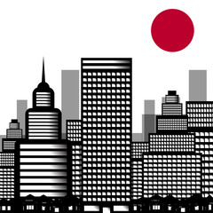 Vector illustration of city sushi