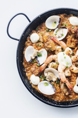 seafood and rice paella traditional spanish food