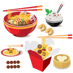 illustration noodle on white,food china vector