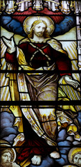 Ascension of Jesus Christ in stained glass