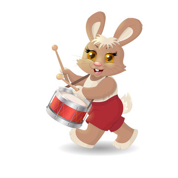 Cartoon rabbit musician. Vector