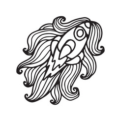 Spaceship Cartoon Doodle Illustration