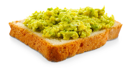 Avocado sandwich isolated on white