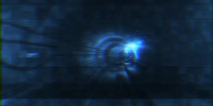 Digital tunnel teleportation time machine - concept of running away from, hiding, escaping with high speed
