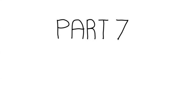 A moving black pen with a shadow writes on a plain white surface 'part 7'