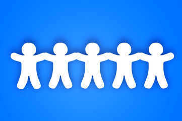 paper people on blue background