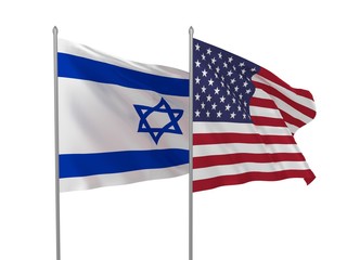 USA and Israel flags waving in the wind / Flags of countries 
