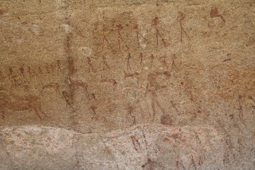 Cave painting Bushmen in the Philips cave Ameib Farm in Erongo Mountains in Namibia, Africa