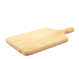 Wooden chopping board isolated on white background