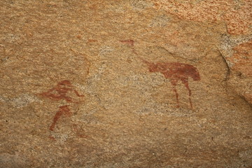 Cave Painting Ostrich in the Philips Cave at Ameib Farm in Namibia, Erongo Mountains Africa