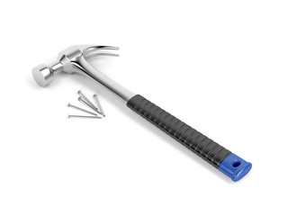 Claw hammer and nails