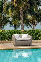 Outdoor indoor sofa, chair with cushion and pillows