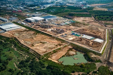 Industrial estate land development aerial view © praethip