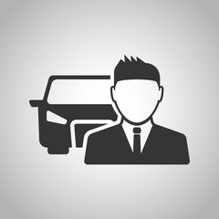 Car and man driver icon