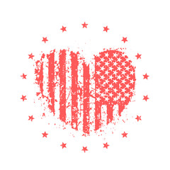 Obraz premium abstract heart with usa flag, american patriotic sign, t-shirt print on white, vector illustration