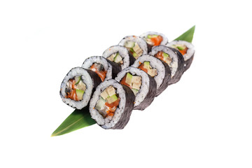 sushi , roll, Japanese seafood sushi , roll on a white backgroun