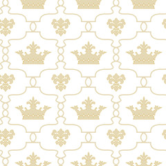 Seamless background with crowns and Fleur de lis
