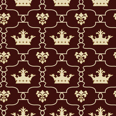 Seamless background with crowns and Fleur de lis