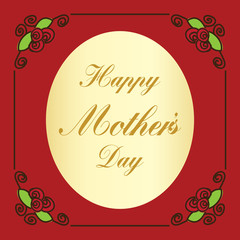 Obraz premium Happy Mothers Day with flowers greeting card. Laurel wreath, Floral wreath. Vector illustration. Roses Floral hand drawn vector.