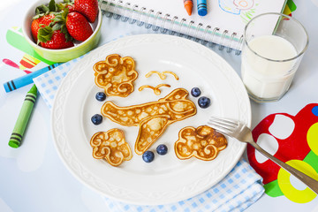 Fun airplane shaped pancake for kids