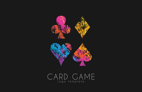 Playing cards symbols. Card game logo. Casino logo