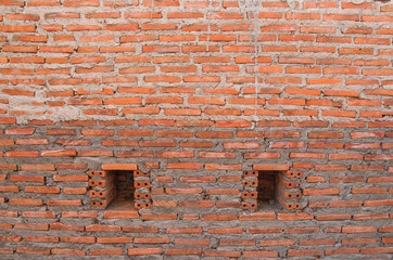 Old vintage brick wall background. red brick wall texture.