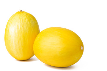 two cantaloupe melons with copy-space