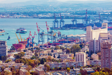 Aerial View of sea Port, Haifa