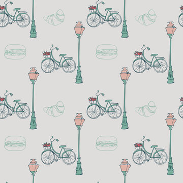 seamless pattern romantic bike,