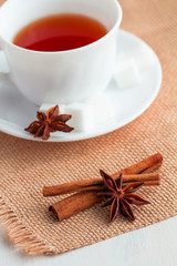 cup of tea with teaspoon