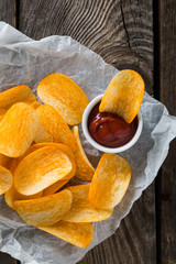 Potato chips and ketchup