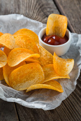 Potato chips and ketchup