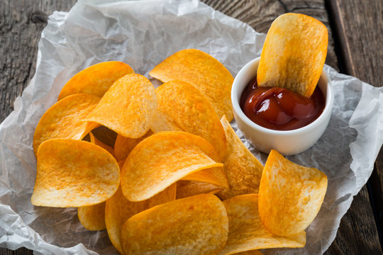 Potato Chips And Ketchup