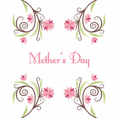 Happy Mothers Day. Hand-drawn Greeting Card with flowers. Vector Illustration