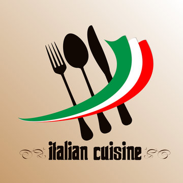 Menu. Cover for restaurants and cafes Italian cuisine. Logo.