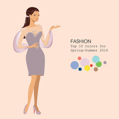 Fashionable woman in stylish clothes in 2016 season's top colors
