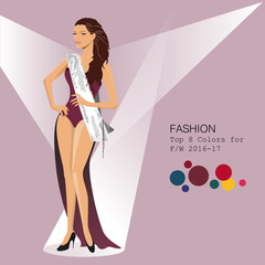 Fashionable woman in stylish clothes in 2016 season's top colors