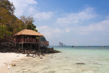 Hut on the beach.