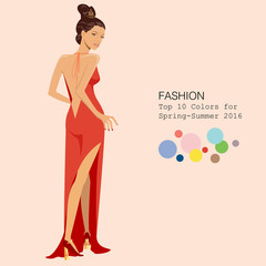 Fashionable woman in stylish clothes in 2016 season's top colors