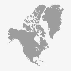 Map of North America in gray on a white background