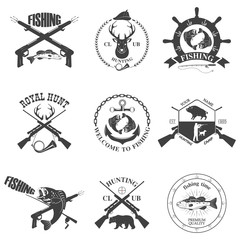 Set of vintage labels on hunting.