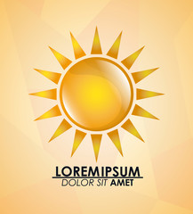 Icon of yellow sun, vector illustration