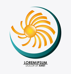 Icon of yellow sun, vector illustration