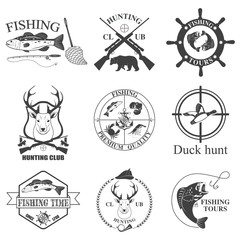Fototapeta premium Set of vintage labels on hunting.
